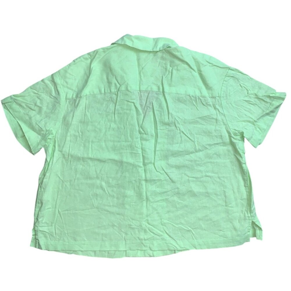 A New Day Womens Lime Green Button-Up Collared Short Sleeve Shirt Size Large - Picture 2 of 7